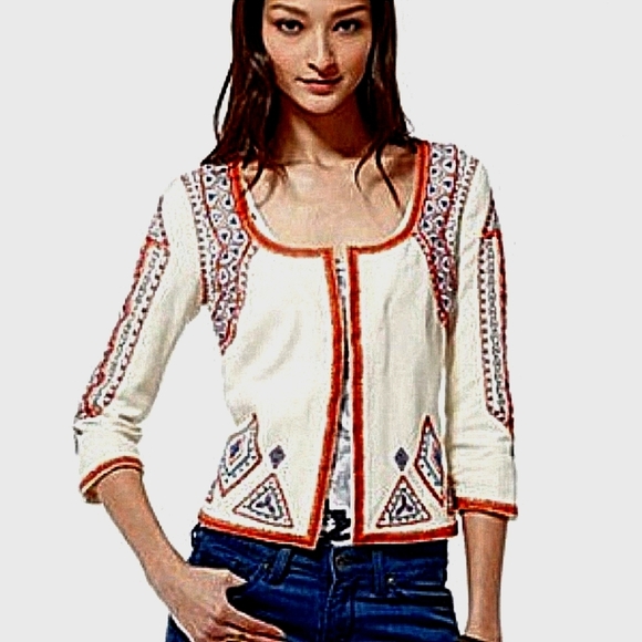 Lucky Brand Red and White Patterned Blazer - Picture 4 of 13